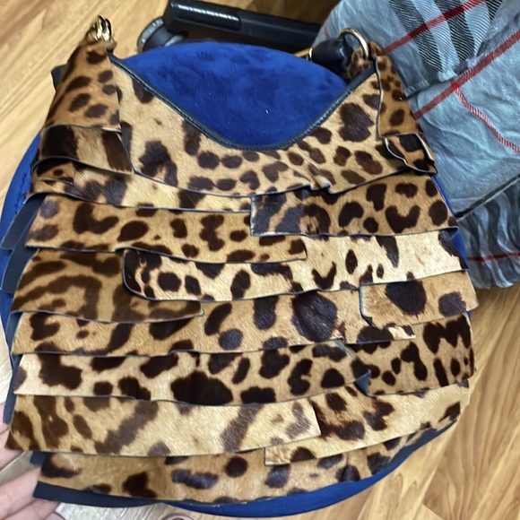 YSL St Tropez Leopard Print Pony Hair Hobo - Picture 5 of 10